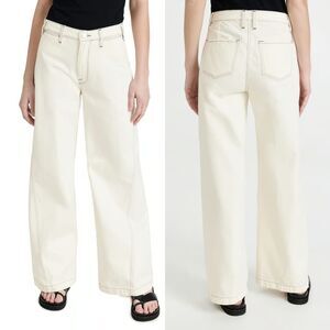 Frame Le Baggy Palazzo Jeans Low Rise Wide Leg Chalked White Women Size 30